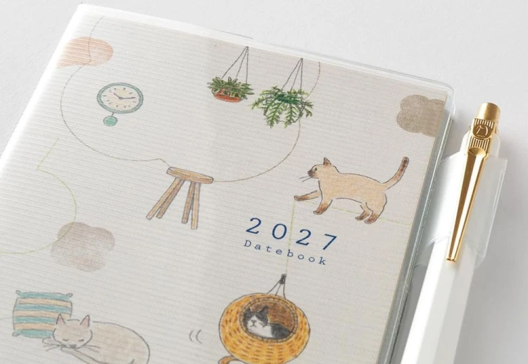 Midori Pocket Diary B6 slim Kalendarz Miesięczny 2027 Kot noteka (3).jpg