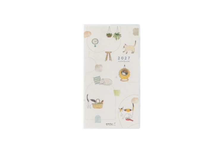 Midori Pocket Diary B6 slim Kalendarz Miesięczny 2027 Kot noteka.jpg
