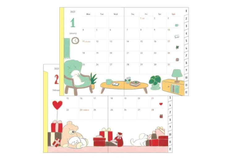 Midori Pocket Diary a5 Kalendarz Miesięczny 2027 Pies noteka (4).jpg
