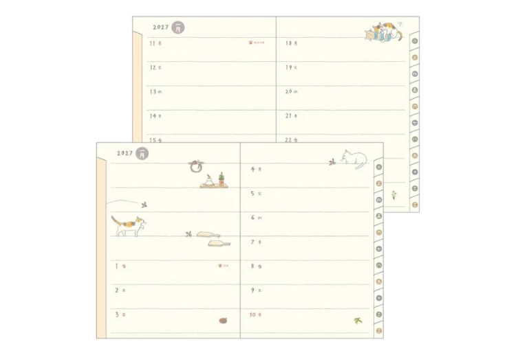 Midori Pocket Diary a6 Kalendarz Miesięczny 2027 Kot noteka (5).jpg