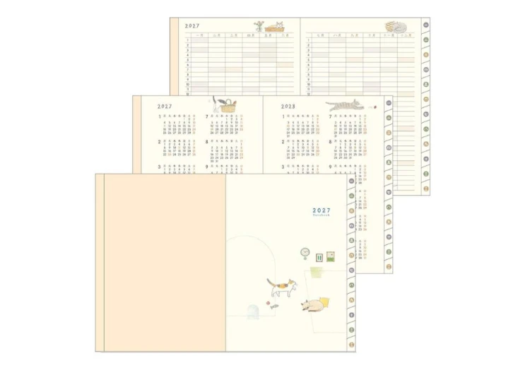 Midori Pocket Diary a6 Kalendarz Miesięczny 2027 Kot noteka (6).jpg