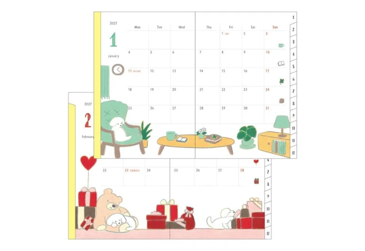 Midori Pocket Diary b6 Kalendarz Miesięczny 2027 Pies noteka (4).jpg