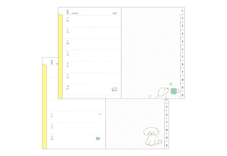 Midori Pocket Diary b6 Kalendarz Miesięczny 2027 Pies noteka (5).jpg