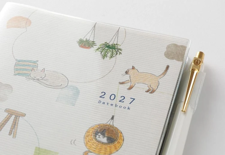 Midori Pocket Diary b6 Kalendarz Miesięczny 2027 Kot noteka (3).jpg
