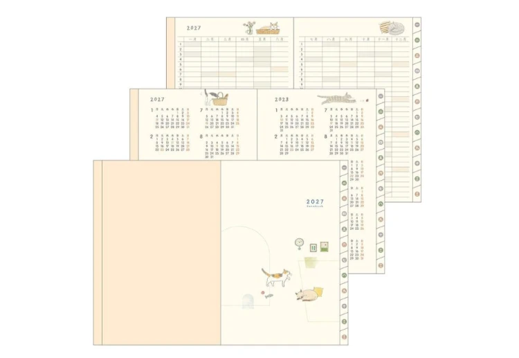 Midori Pocket Diary b6 Kalendarz Miesięczny 2027 Kot noteka (6).jpg