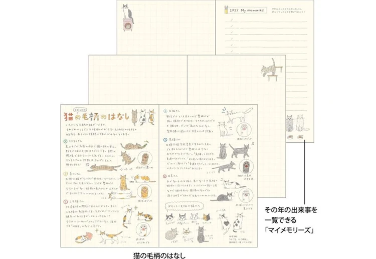 Midori Pocket Diary b6 Kalendarz Miesięczny 2027 Kot noteka (7).jpg